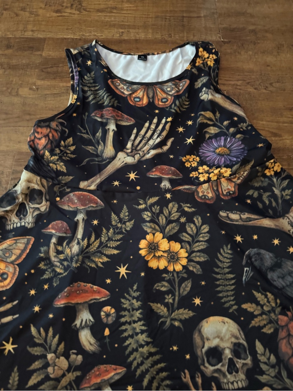 Grunge dress 3X NEW skulls, crow, gothic rockabilly moth & mushrooms scuba skate - Picture 2 of 8